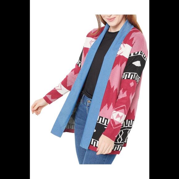 Attitude by Renee Southwest Cardigan with Denim Lapel - Regular - Picture 1 of 1